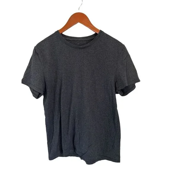 EVERLANE UNIFORM Crewneck Tee Cotton T-Shirt Charcoal Gray Black Size Med - Picture 2 of 5